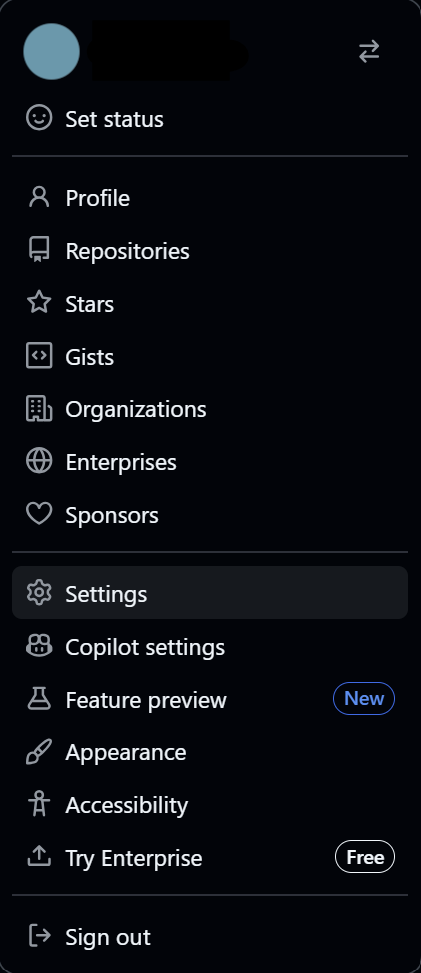 GitHub profile settings