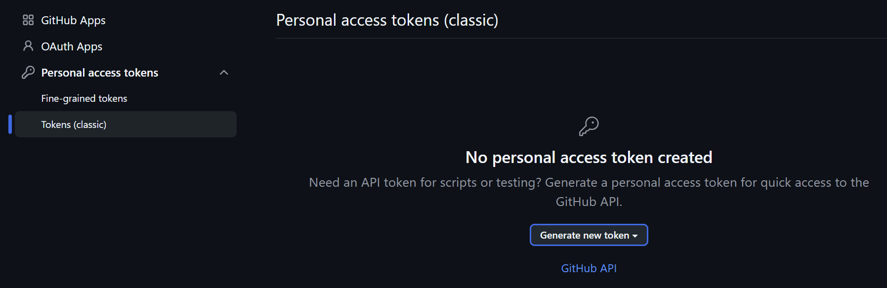 GitHub Developer settings